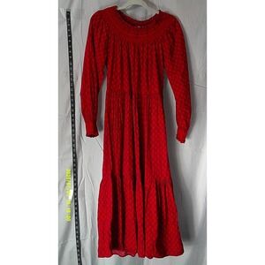 Universal Thread Red Dress XS Long Sleeve Maxi Tiered Ruffle
